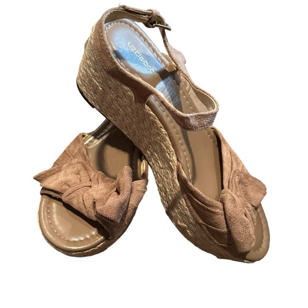 Liz Claiborne Tan Espadrilles Wedge Sandals Women Sz 8 M